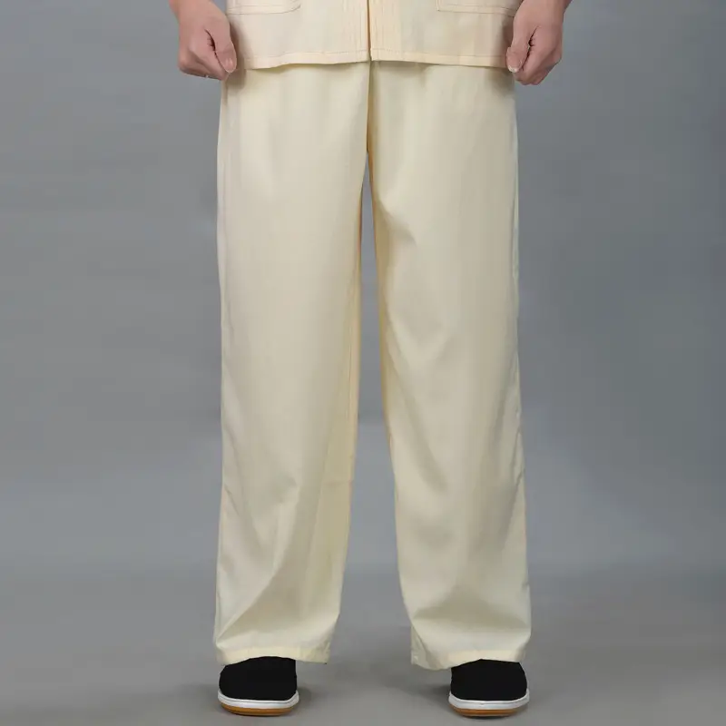 Men's Chinese-style Ruyi Pants Cream Loose Summer Wear - Image 3