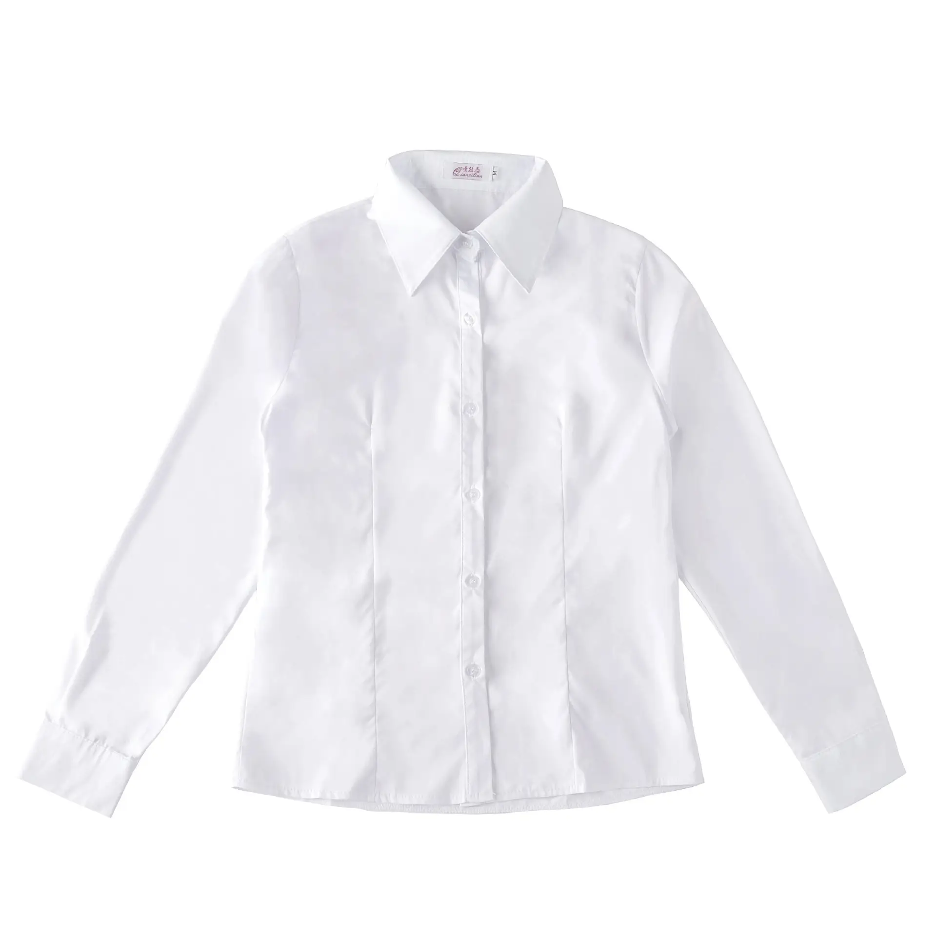 Long Sleeve Micro Elastic White Shirt Women Large - Image 7