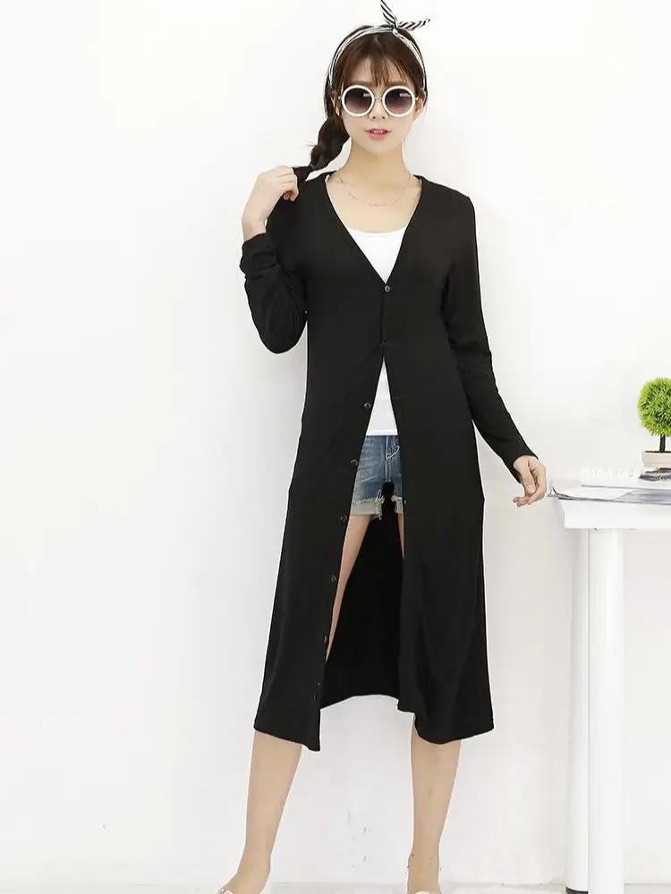 Women Long Sleeve Sun Protection Cardigan Black - Image 9