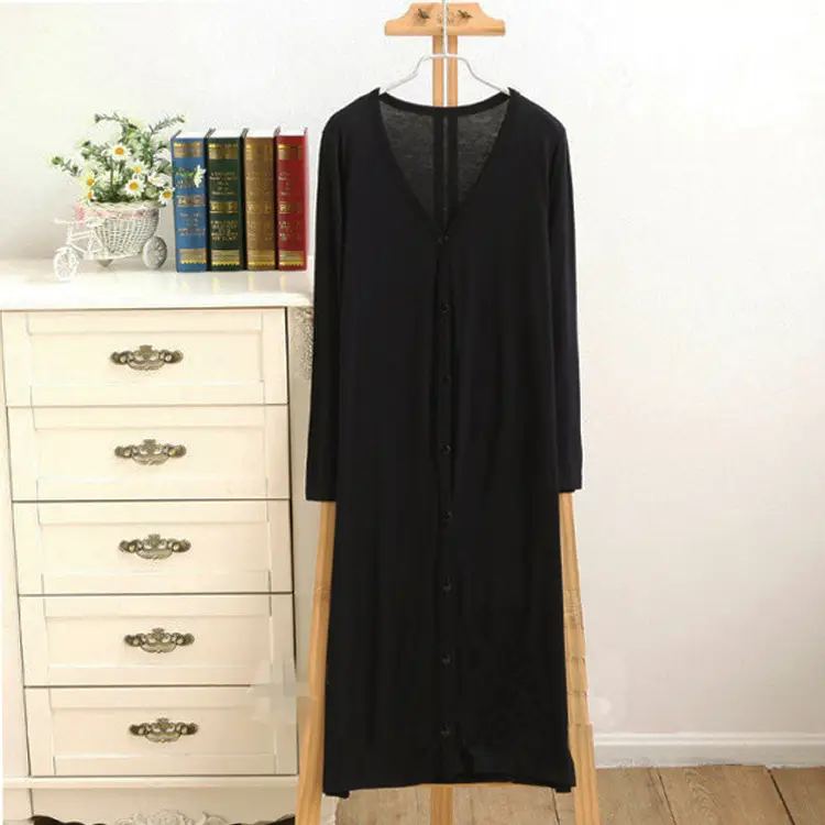 Women Long Sleeve Sun Protection Cardigan Black - Image 2