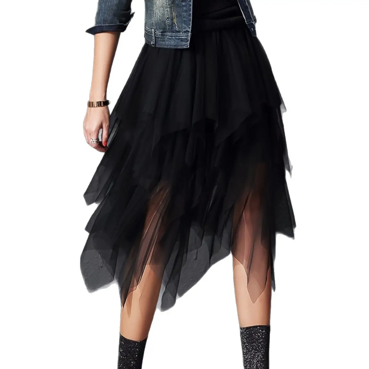 Black Multi-Layer Mesh Skirt Medium to XL - Image 7