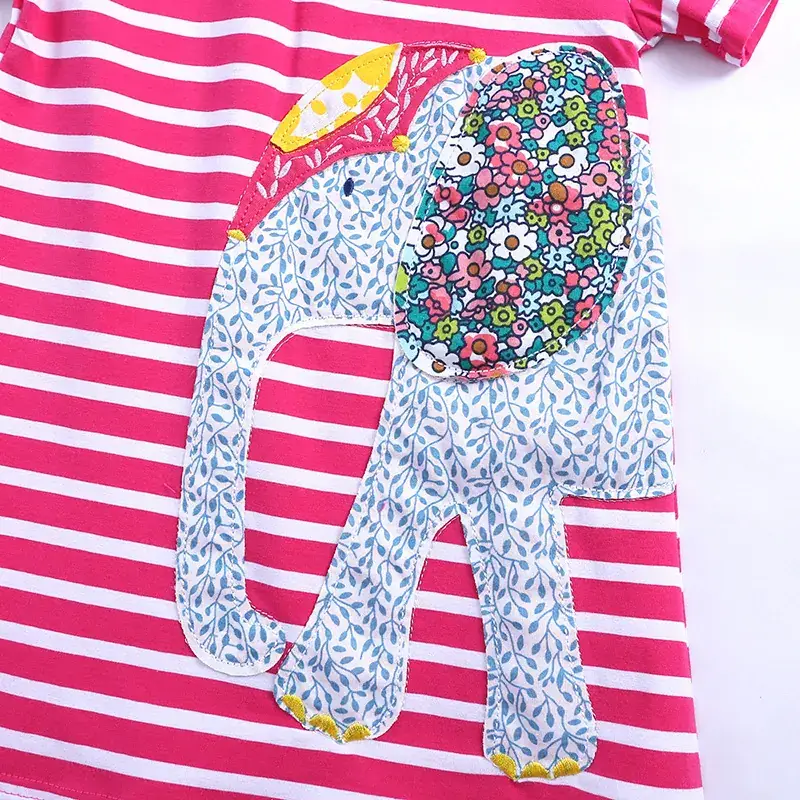 Girls Mermaid Striped Cotton Dress Blue Short Sleeve - Image 15