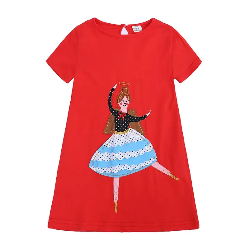 Girls Mermaid Striped Cotton Dress Blue Short Sleeve - Image 5