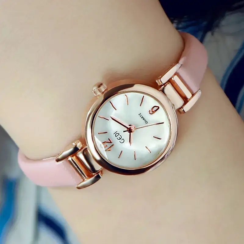 Women's Rose Gold Quartz Watch with White Strap - Image 2