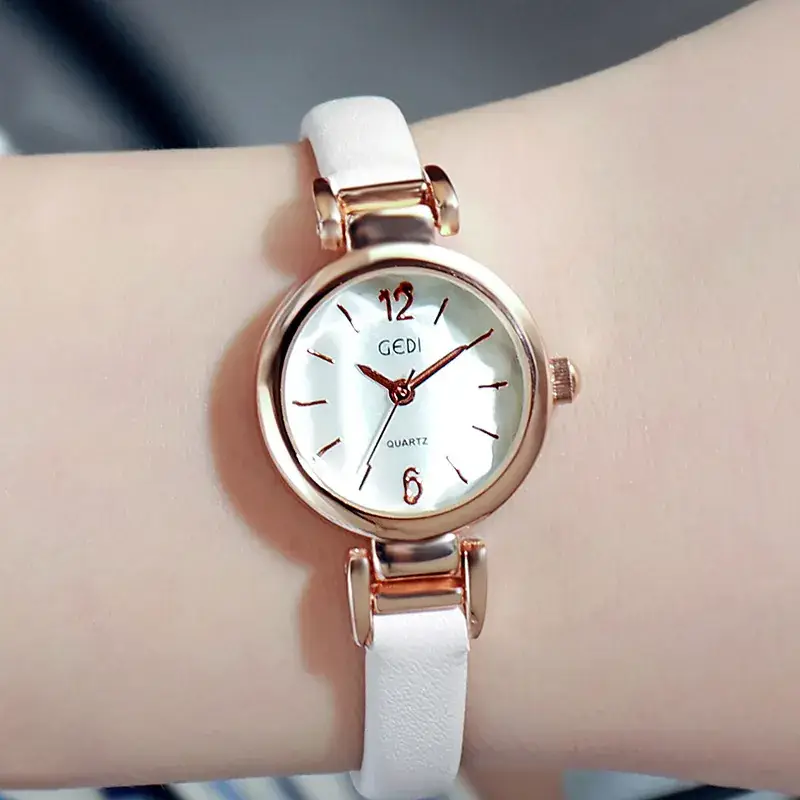 Women's Rose Gold Quartz Watch with White Strap - Image 5
