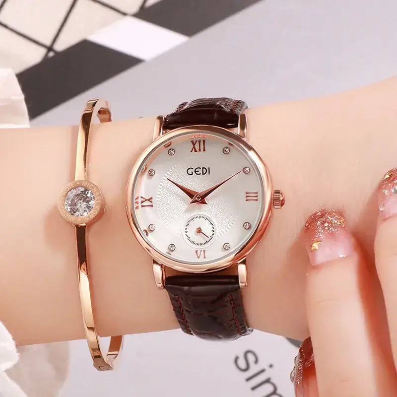 Women's GEDI Watch Rose Gold Diamond Studded Belt - Image 7