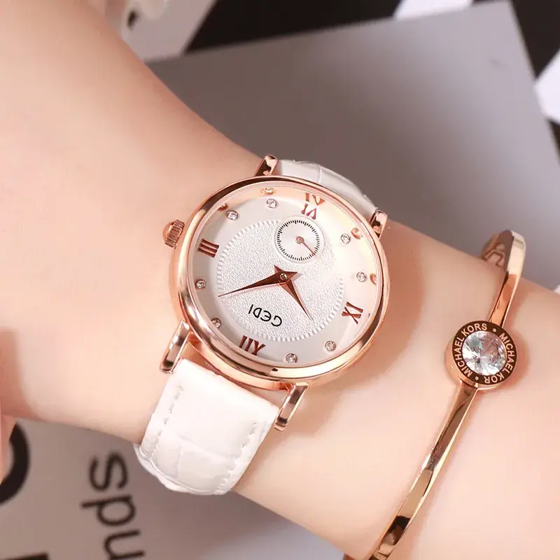 Women's GEDI Watch Rose Gold Diamond Studded Belt - Image 8