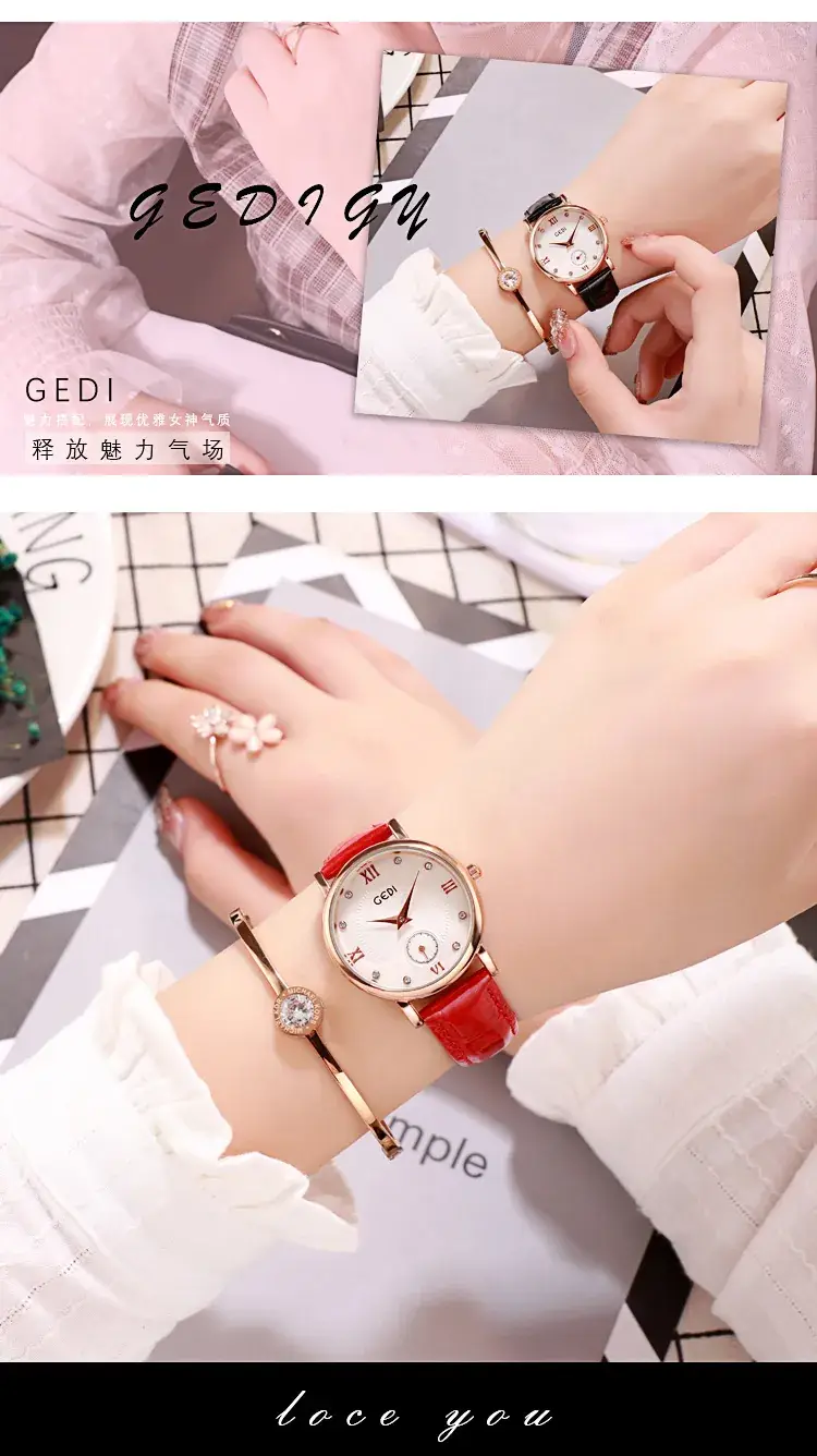 Women's GEDI Watch Rose Gold Diamond Studded Belt — feature 5