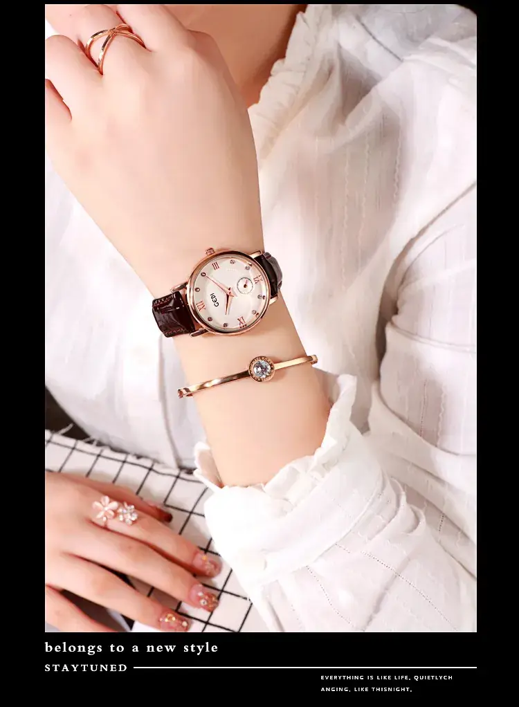 Women's GEDI Watch Rose Gold Diamond Studded Belt — feature 7
