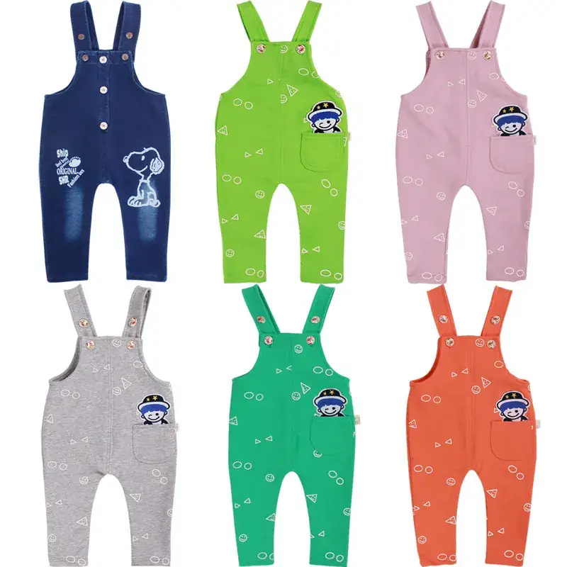 Green Cartoon Baby Strap Pants for Girls - Image 11