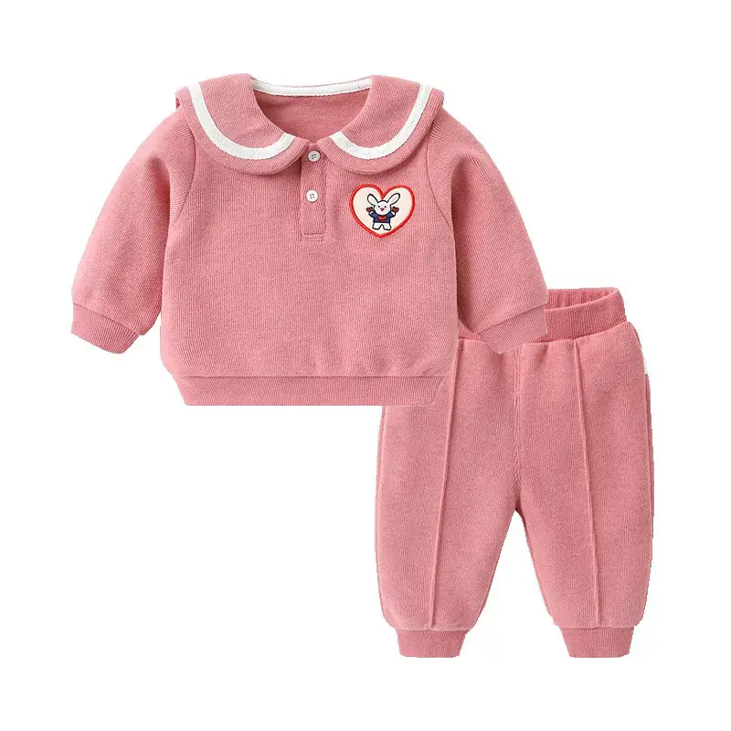 Pink Baby Sweatshirt Two-Piece Suit for Girls Spring Autumn Wear - Image 7