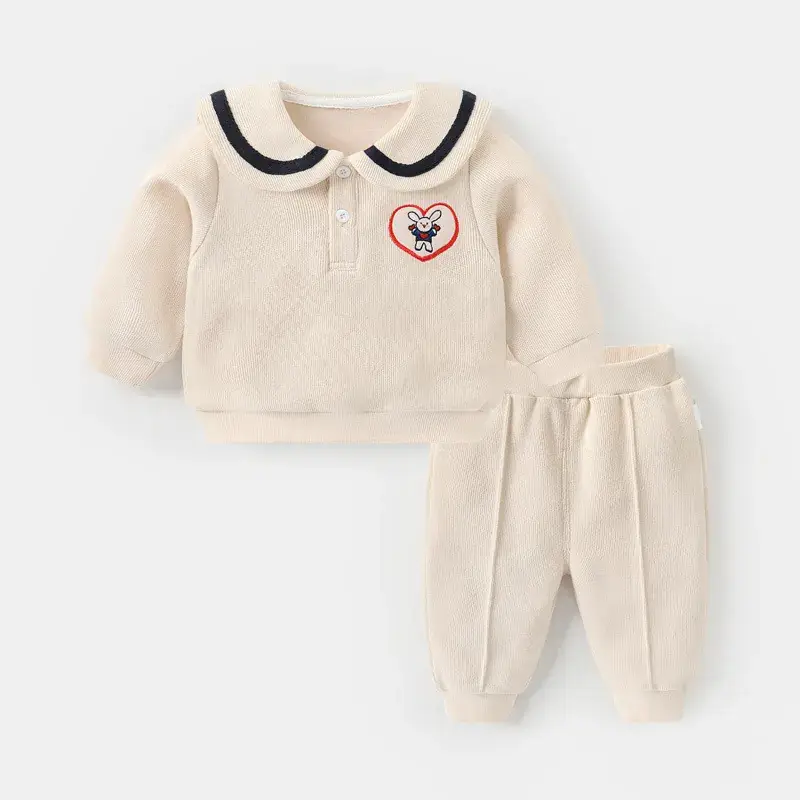 Pink Baby Sweatshirt Two-Piece Suit for Girls Spring Autumn Wear - Image 2