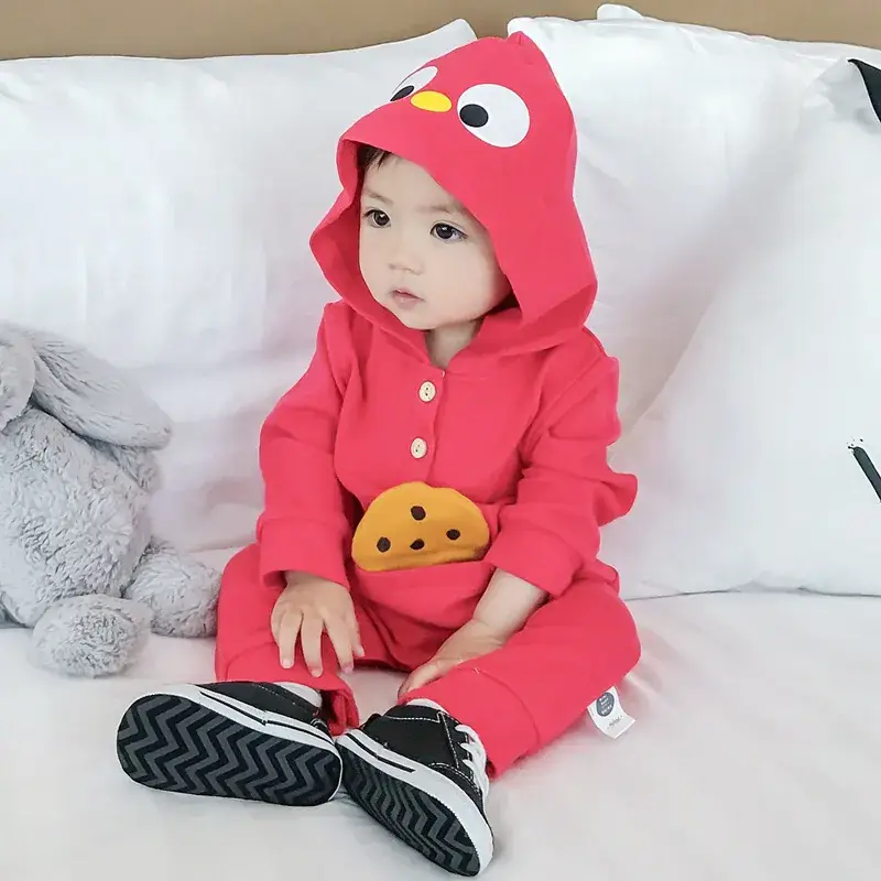 Baby Hooded Onesies Green Pink Long Sleeve Romper - Image 6