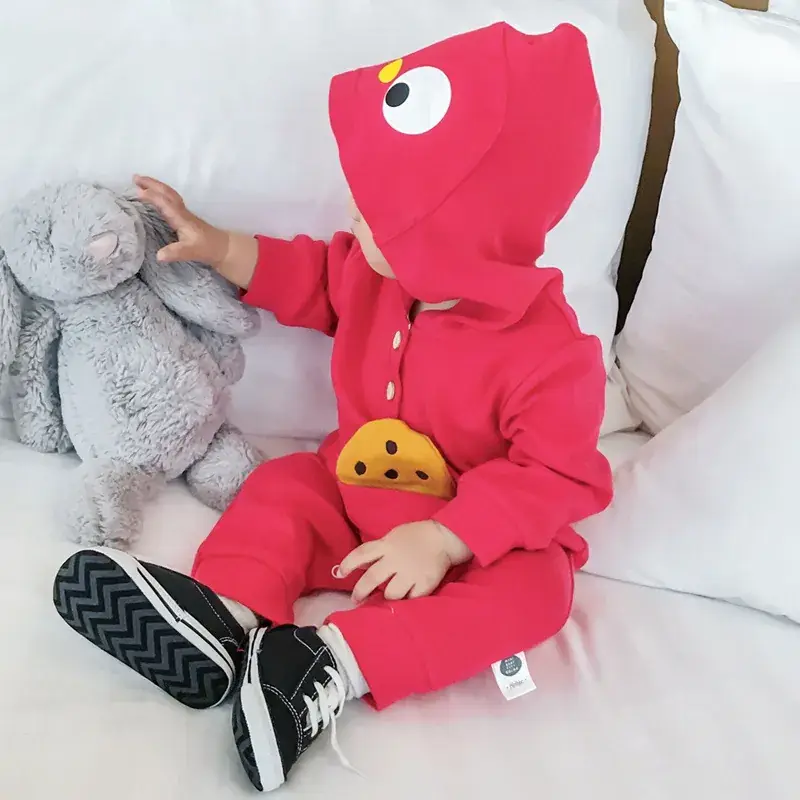 Baby Hooded Onesies Green Pink Long Sleeve Romper - Image 8