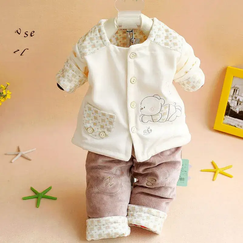 Newborn Baby Suit Pink Velvet Coat Spring Autumn - Image 2