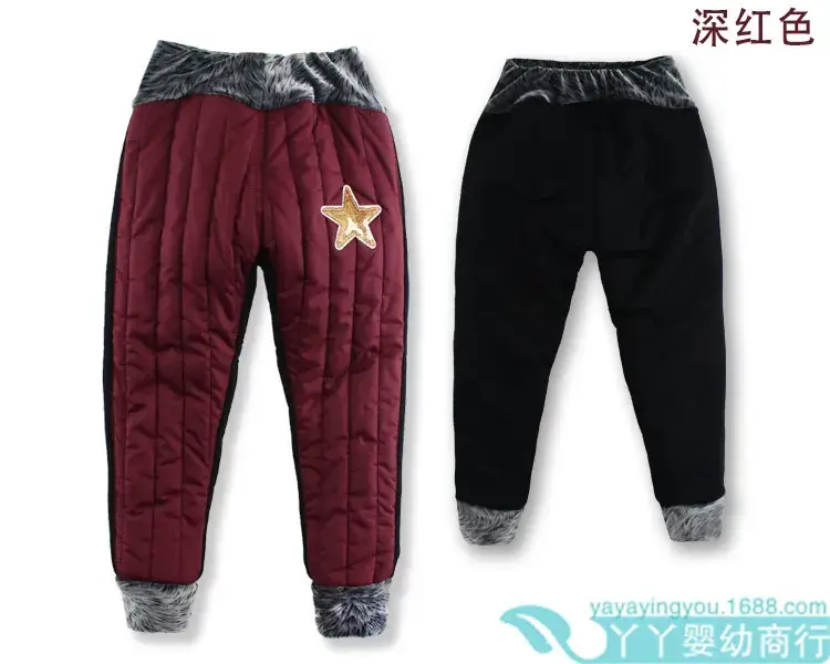 Children's Fleece Padded Leggings Red Warm Pants — feature 4