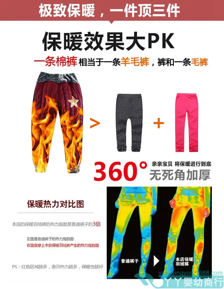 Children's Fleece Padded Leggings Red Warm Pants — feature 5