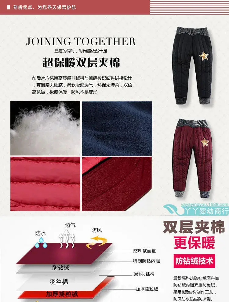 Children's Fleece Padded Leggings Red Warm Pants — feature 6