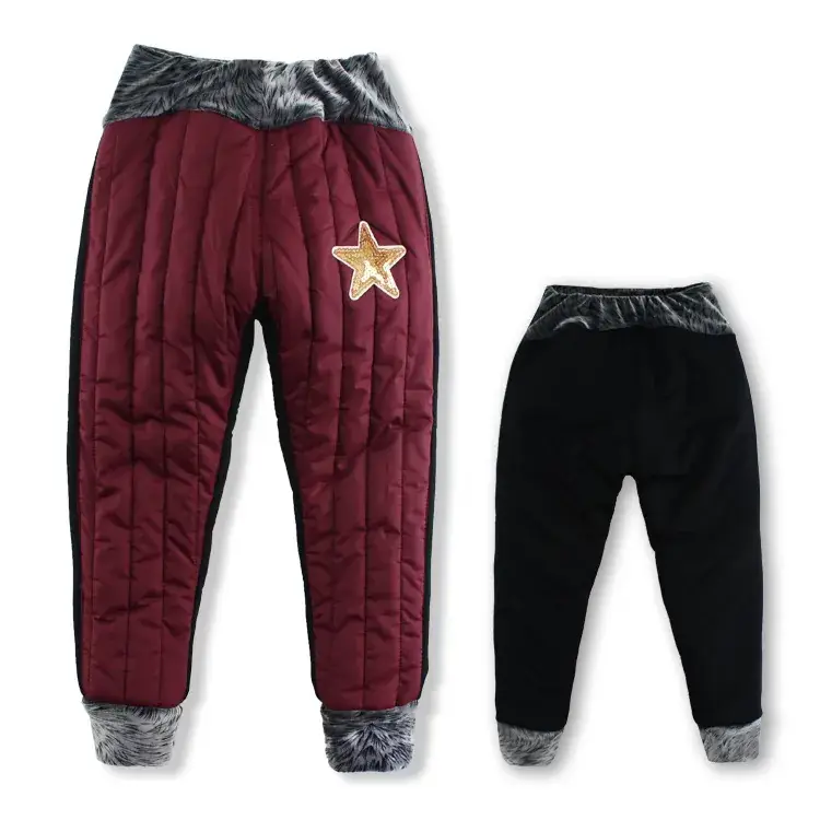Children's Fleece Padded Leggings Red Warm Pants