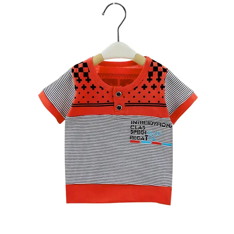 Korean Style Baby T-Shirt Blue Striped Cartoon Base
