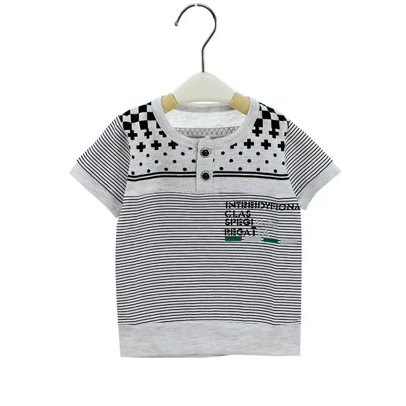 Korean Style Baby T-Shirt Blue Striped Cartoon Base