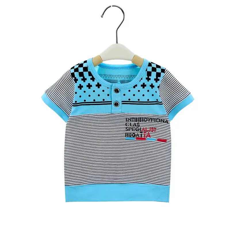 Korean Style Baby T-Shirt Blue Striped Cartoon Base