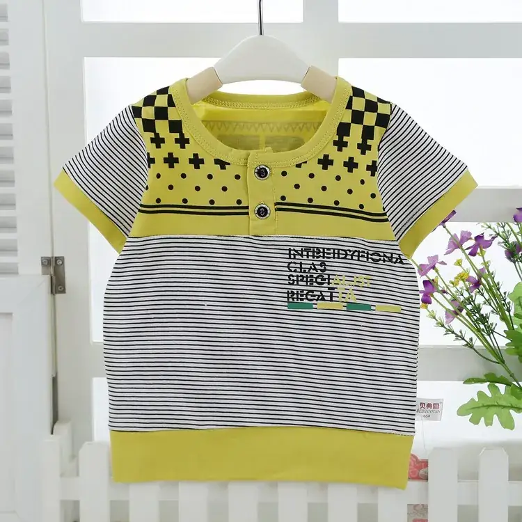 Korean Style Baby T-Shirt Blue Striped Cartoon Base