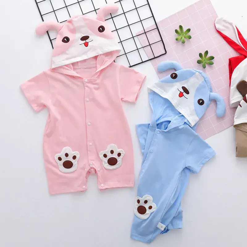 Baby Cow Print Short Sleeve Hooded Suit for Kids