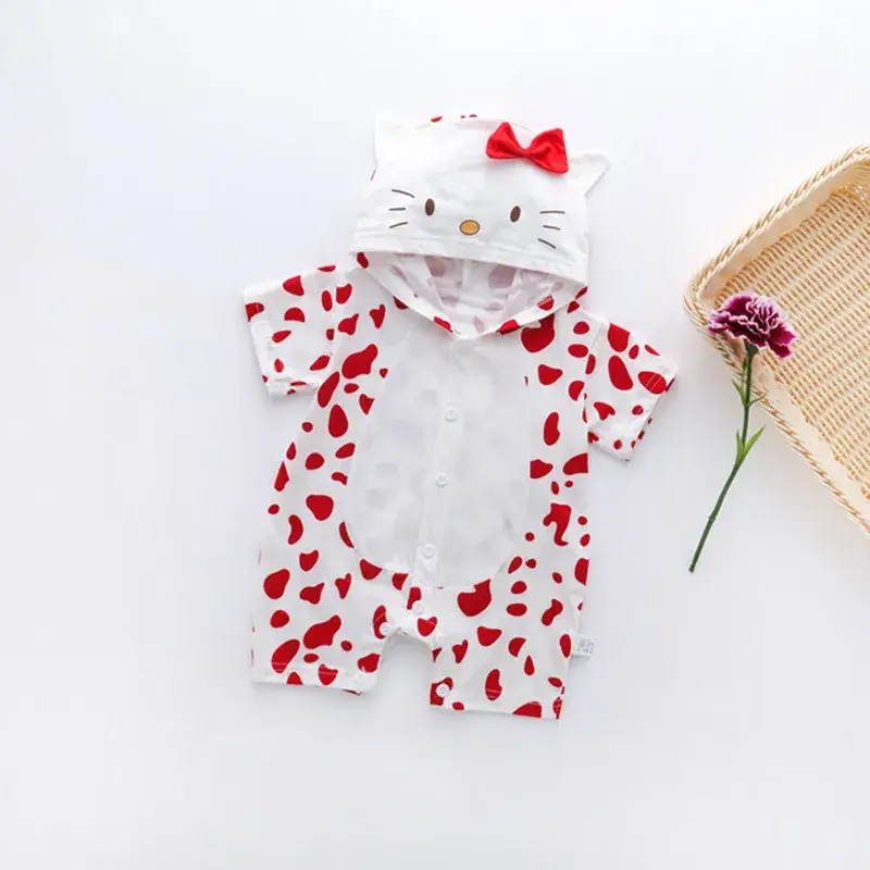 Baby Cow Print Short Sleeve Hooded Suit for Kids