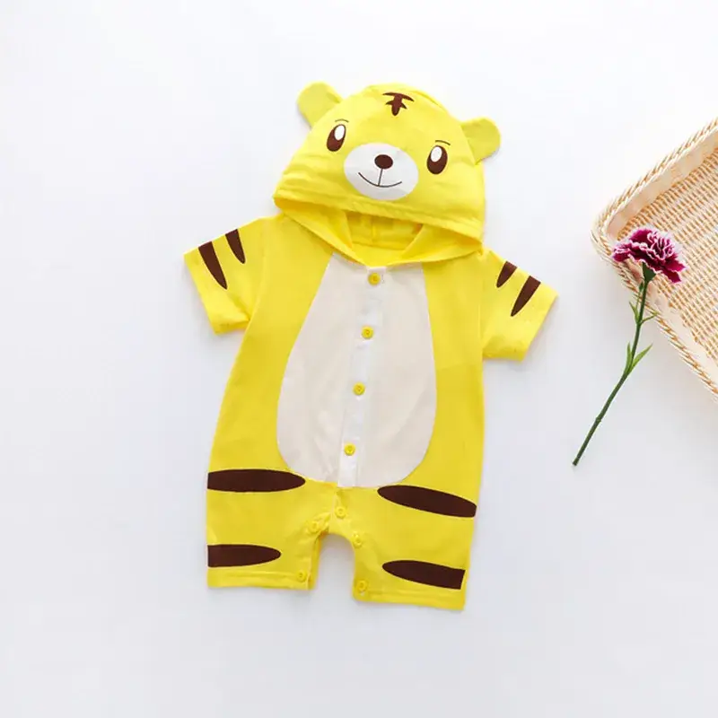 Baby Cow Print Short Sleeve Hooded Suit for Kids