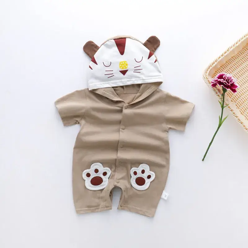 Baby Cow Print Short Sleeve Hooded Suit for Kids