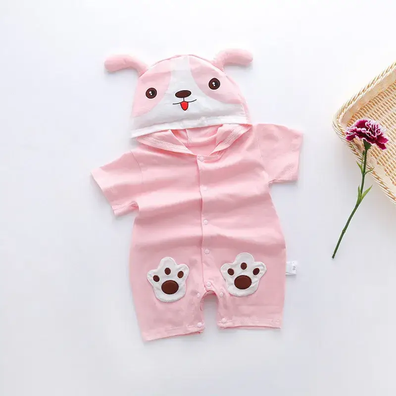 Baby Cow Print Short Sleeve Hooded Suit for Kids