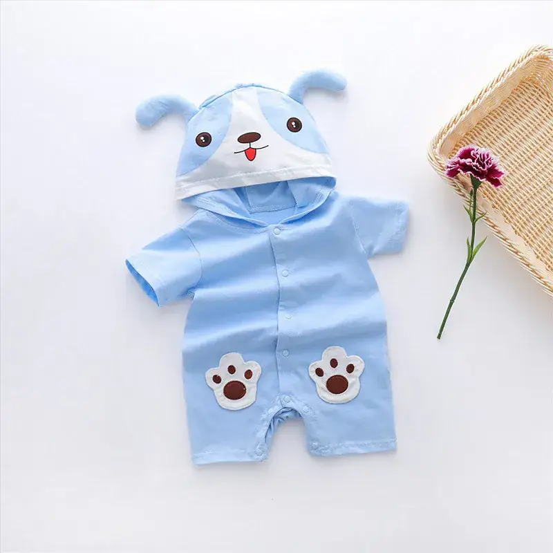 Baby Cow Print Short Sleeve Hooded Suit for Kids
