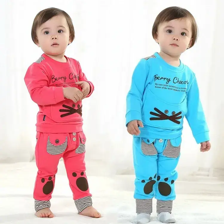 Cute Baby Pajamas Pink Blue Cartoon Kids Wear - Image 4