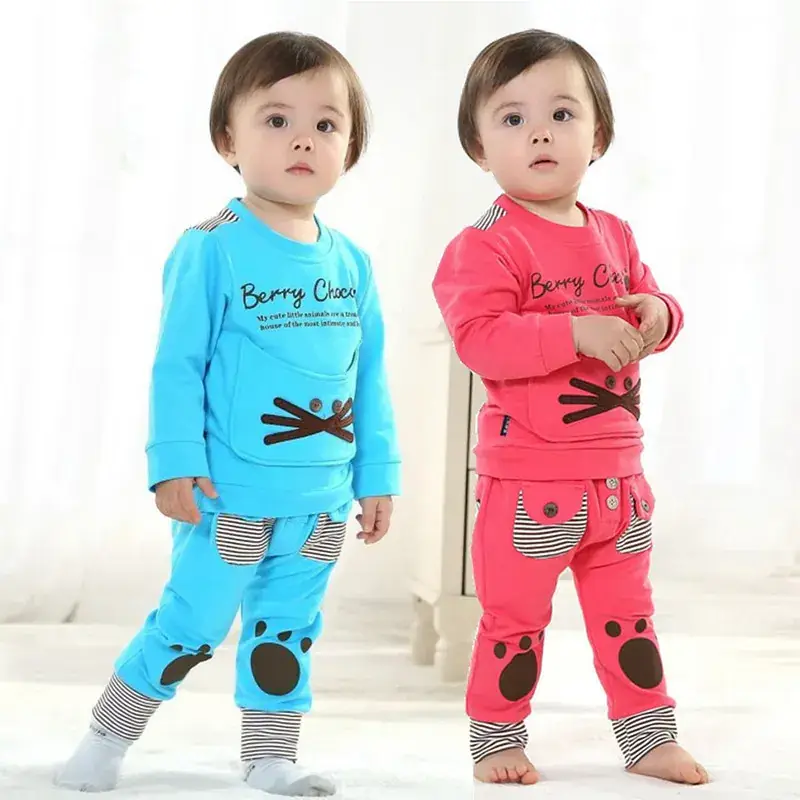 Cute Baby Pajamas Pink Blue Cartoon Kids Wear - Image 5