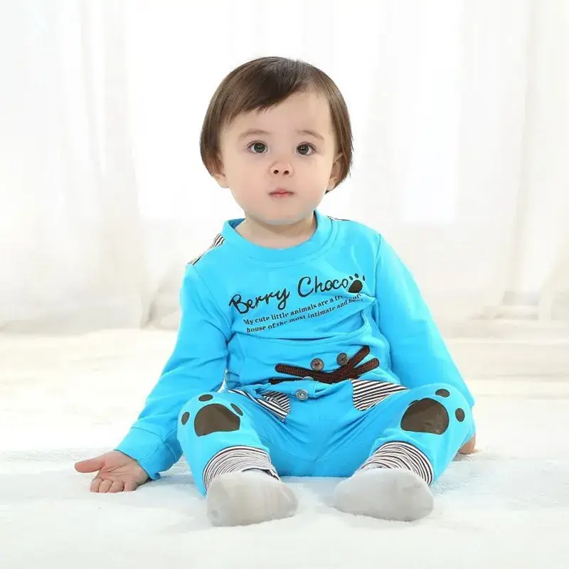 Cute Baby Pajamas Pink Blue Cartoon Kids Wear - Image 6