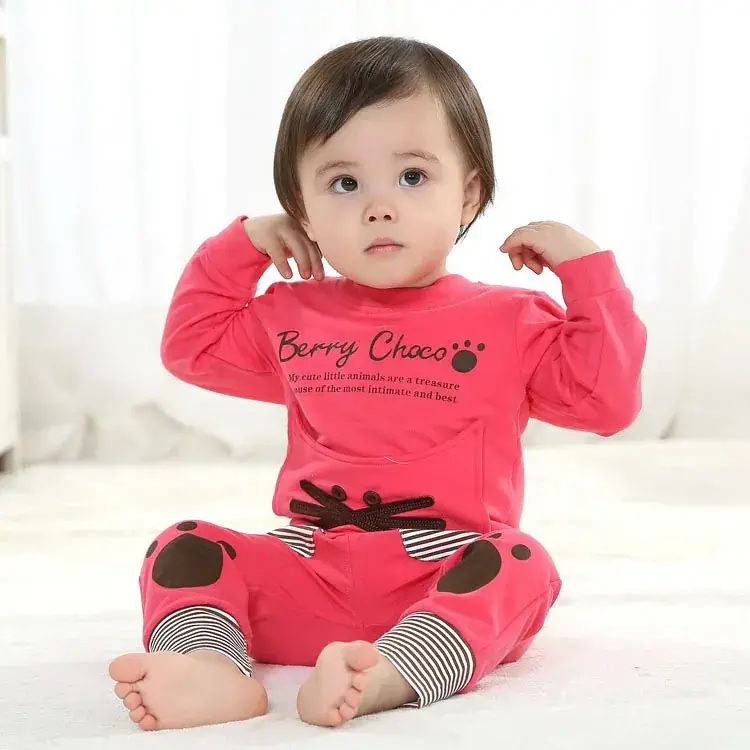 Cute Baby Pajamas Pink Blue Cartoon Kids Wear - Image 7