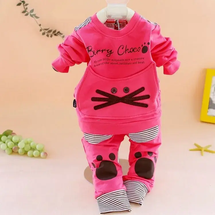 Cute Baby Pajamas Pink Blue Cartoon Kids Wear - Image 2
