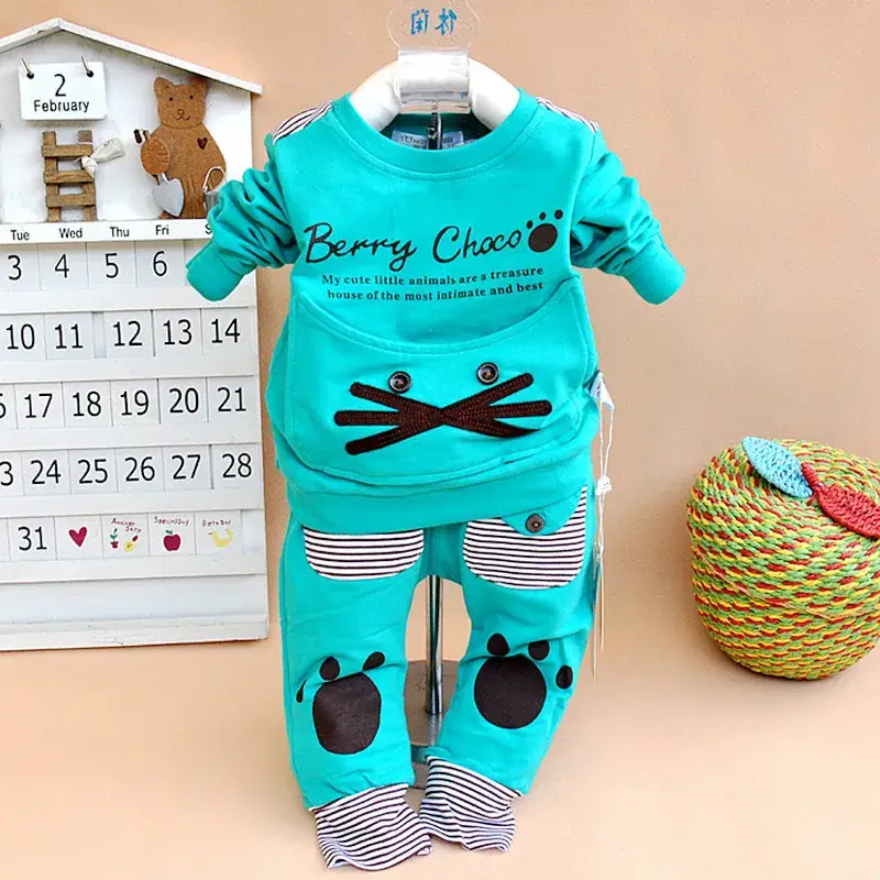 Cute Baby Pajamas Pink Blue Cartoon Kids Wear - Image 3