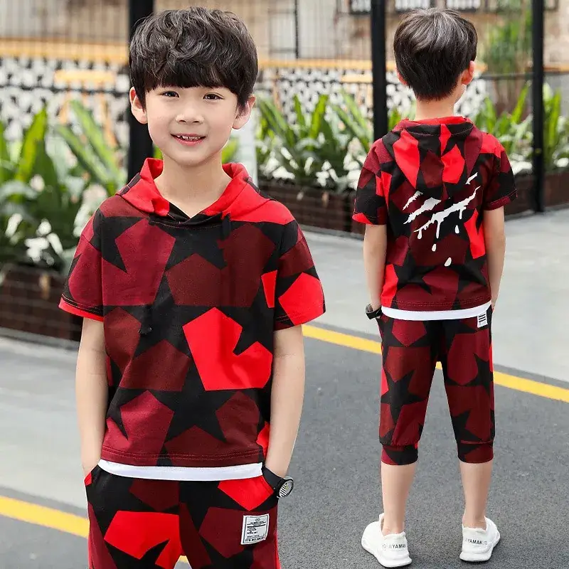 New Korean Boys Camouflage Shorts Suit Large Medium