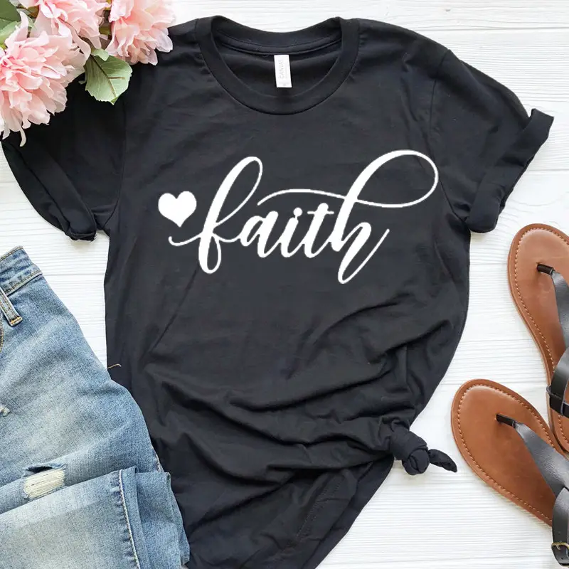 Black Faith Graphic T-Shirt for Men Women