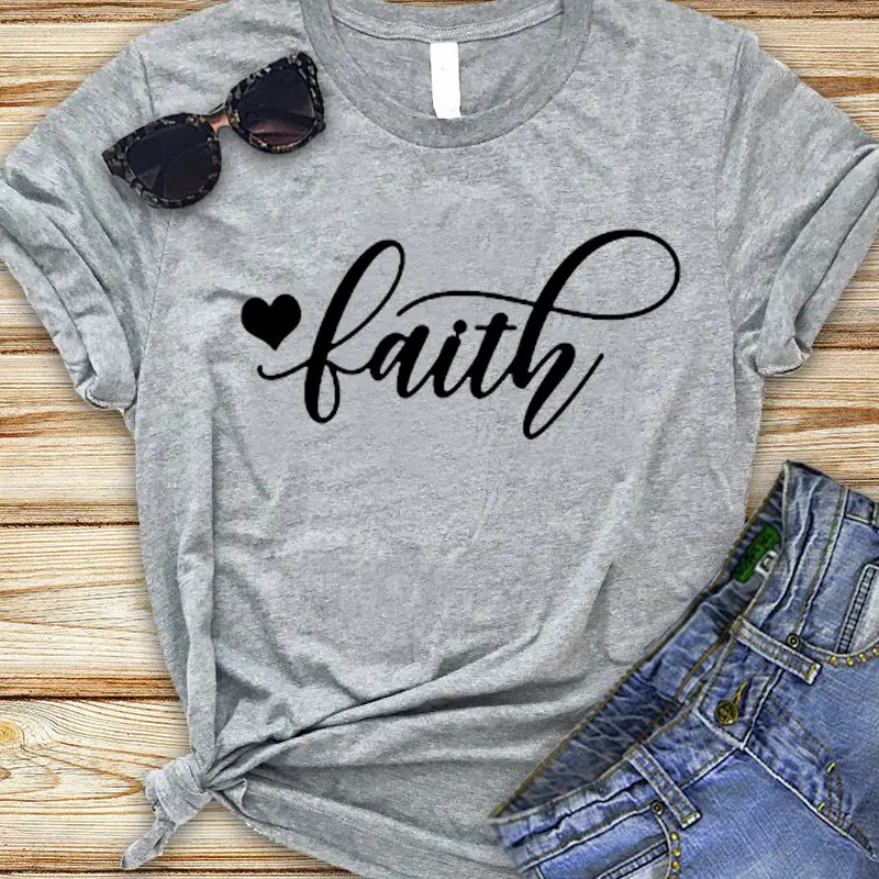 Black Faith Graphic T-Shirt for Men Women