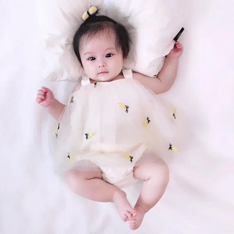 Newborn Girls Yellow Mesh Triangle Skirt Wrap - Image 4