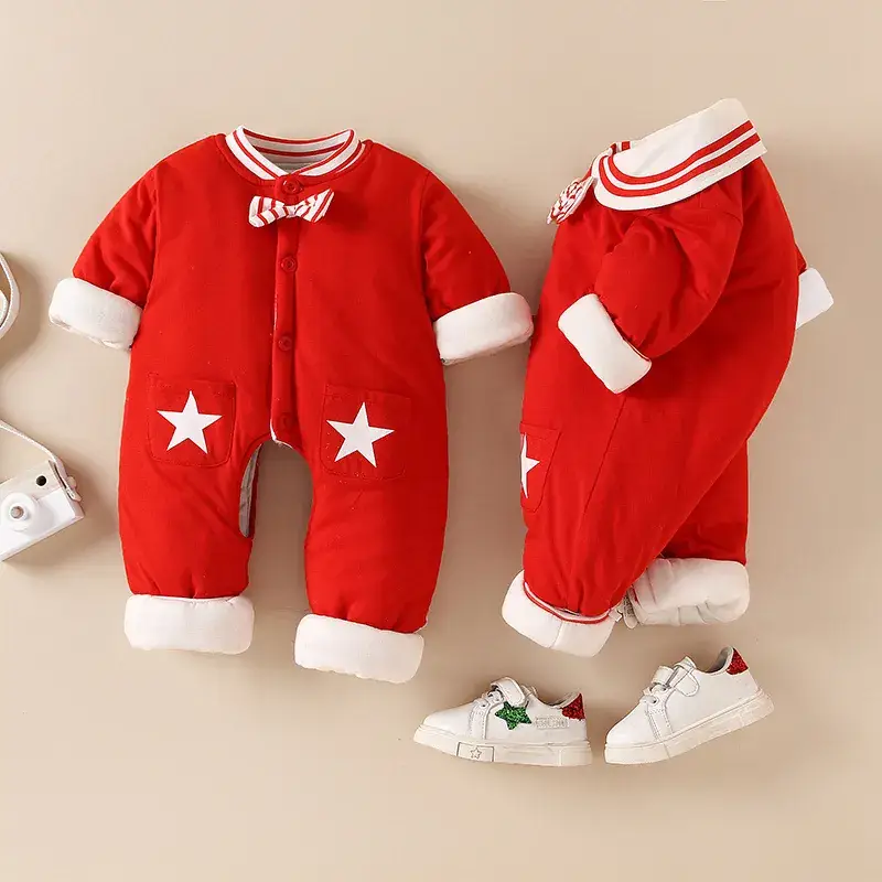 Big Red Baby Jumpsuit Cotton Newborn Crawling Clothes - Image 7