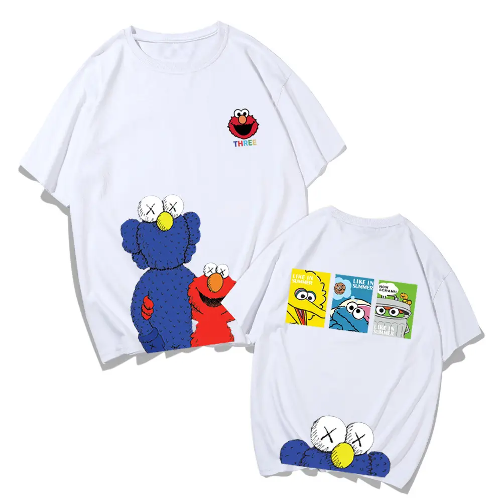 Japanese Cartoon T-Shirt Cotton Loose Fit Yellow