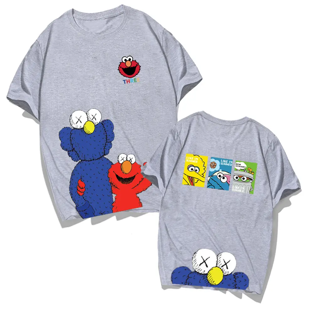 Japanese Cartoon T-Shirt Cotton Loose Fit Yellow