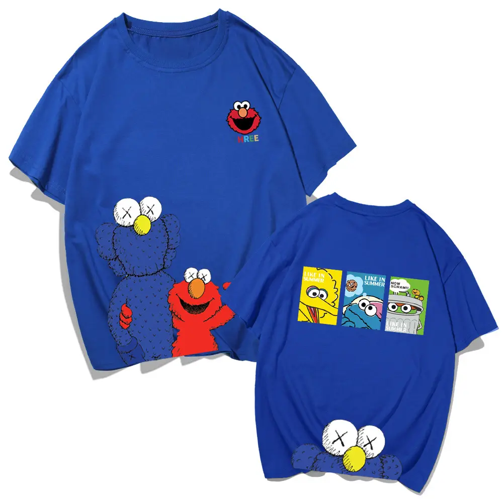 Japanese Cartoon T-Shirt Cotton Loose Fit Yellow