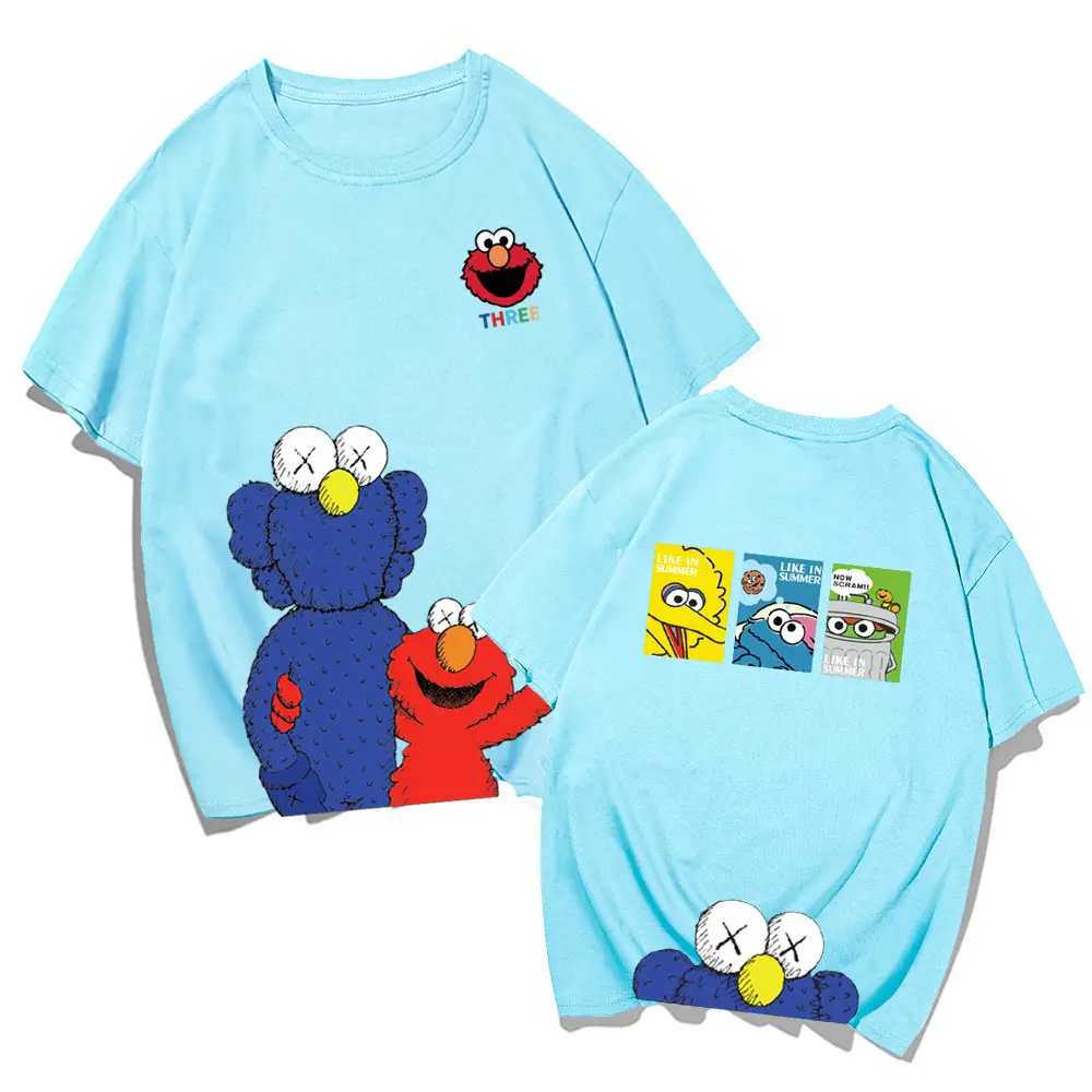 Japanese Cartoon T-Shirt Cotton Loose Fit Yellow