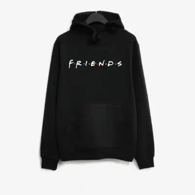 Pink Friends Printed Hooded Sweatshirt Long Sleeve