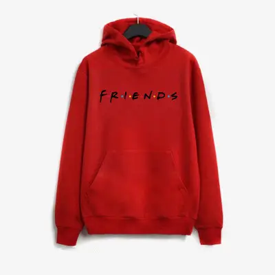 Pink Friends Printed Hooded Sweatshirt Long Sleeve